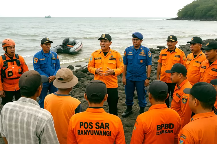 Para ABK yang kapalnya tenggelam itu, selanjutnya dibawa ke Pelabuhan Muncar Perairan Sembulungan Kecamatan Muncar