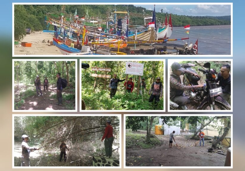 Petugas patroli Resor Sembulungan di tengah hujan
