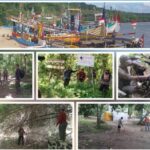 Petugas patroli Resor Sembulungan di tengah hujan