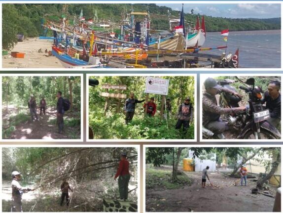 Petugas patroli Resor Sembulungan di tengah hujan